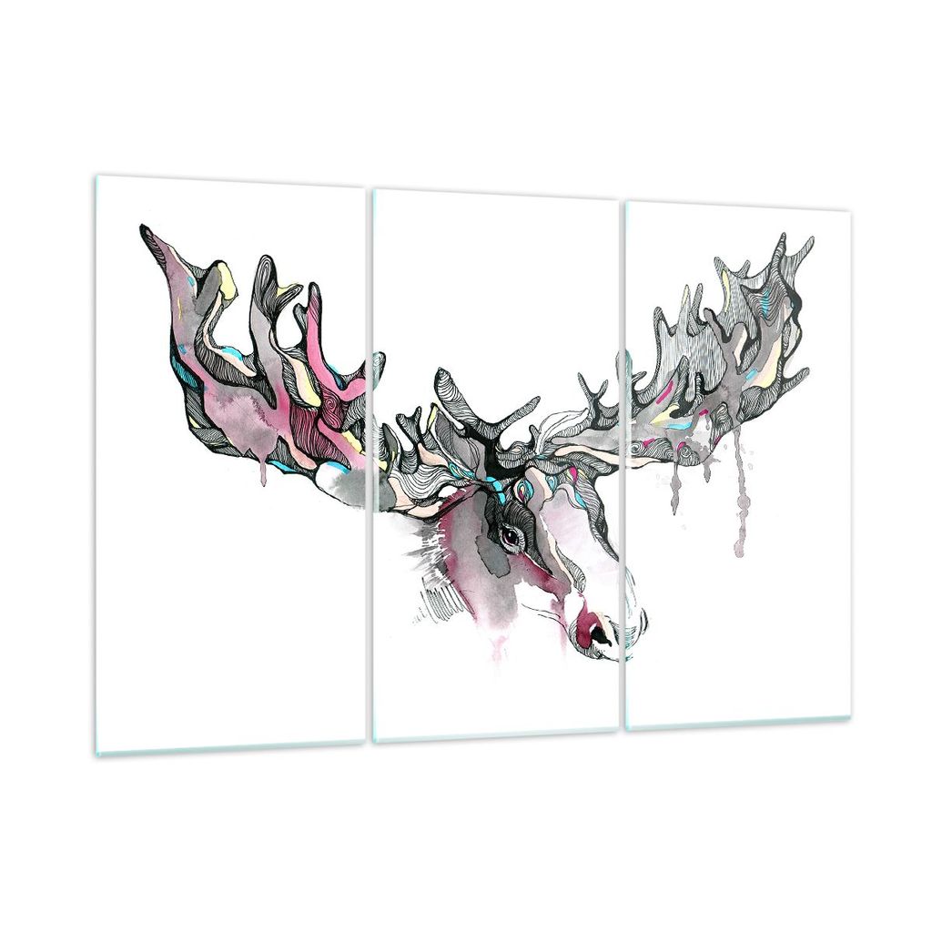 Bilder auf glas - Moose Bunt Kopf Abbildung - 105x70cm - Glasbilder - Wandbilder - Kunstdruck - zum Aufhängen bereit - Wanddekoration aus Glas - G...