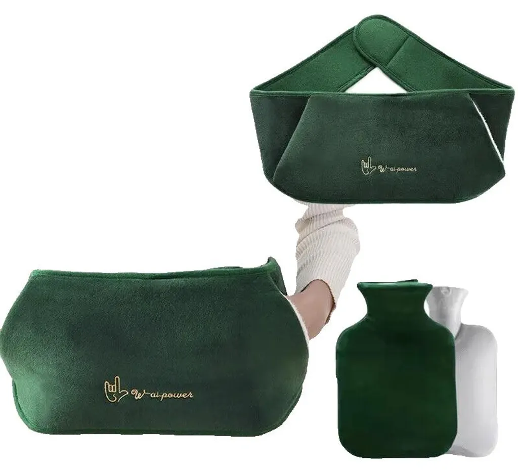 Bouillotte peluche 1000 ml maintien chaleur 6h avec attache velcro sûre