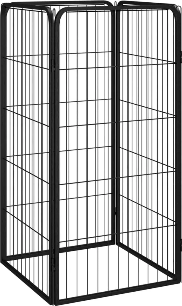 Barrière pour chien en acier enduit noir haute résistance 4 pans