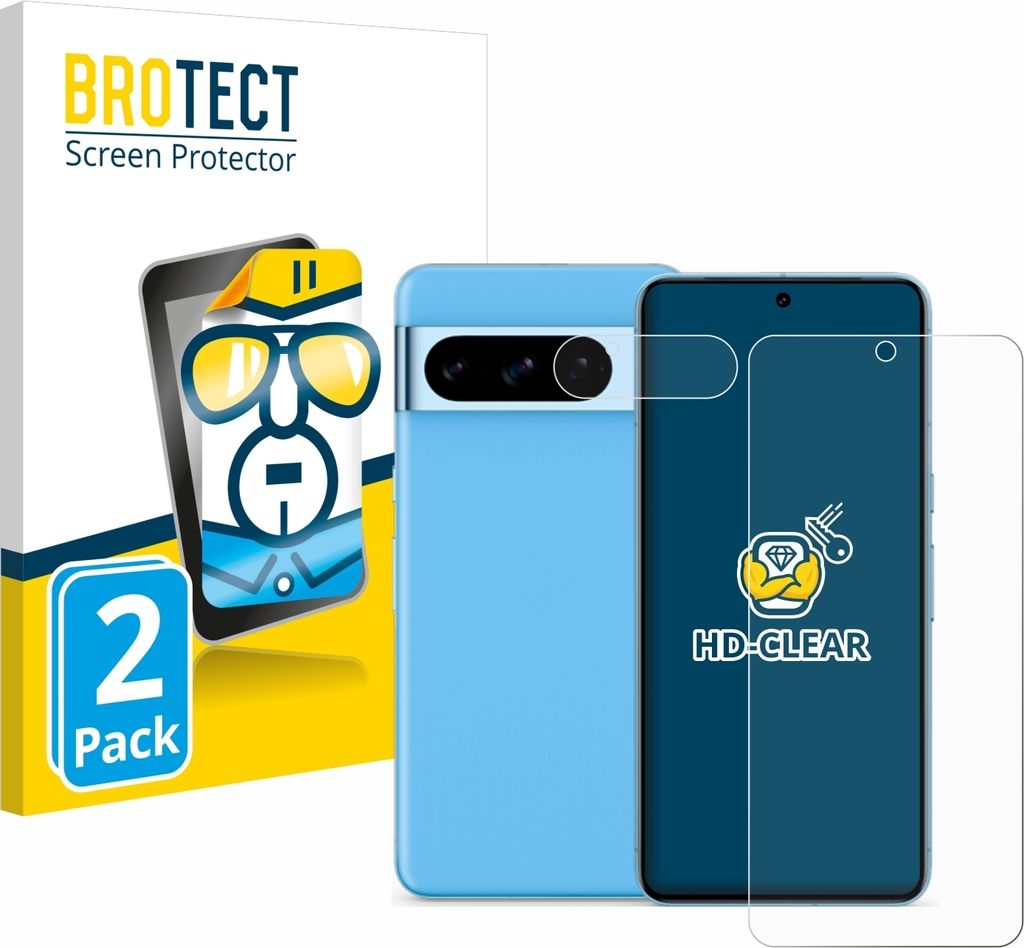 2x Für Google Pixel 8 Pro (Display+Kamera) Schutzfolie BROTECT Displayschutz Display Schutz Folie Klar Transparent