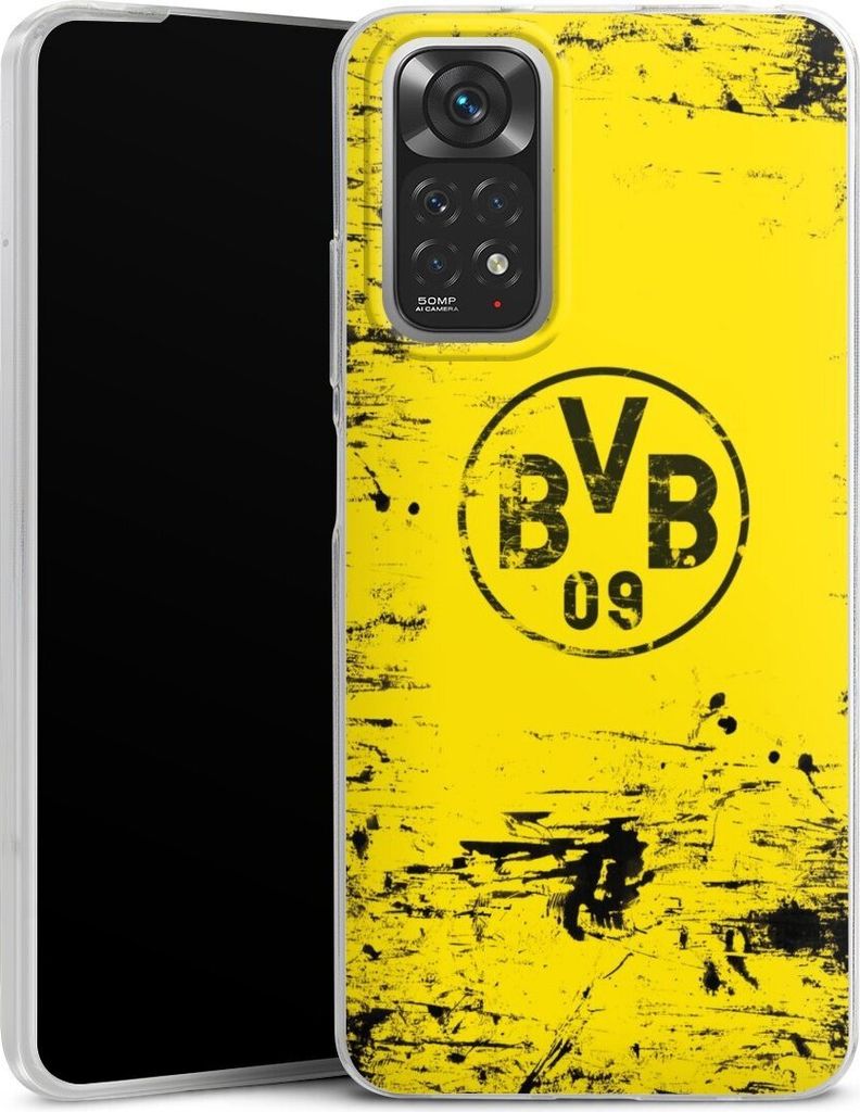 DeinDesign Slim Hülle für Xiaomi Redmi Note 11 4G Silikon Case Ultra Dünn Handyhülle BVB Borussia Dortmund Offizielles Lizenzprodukt