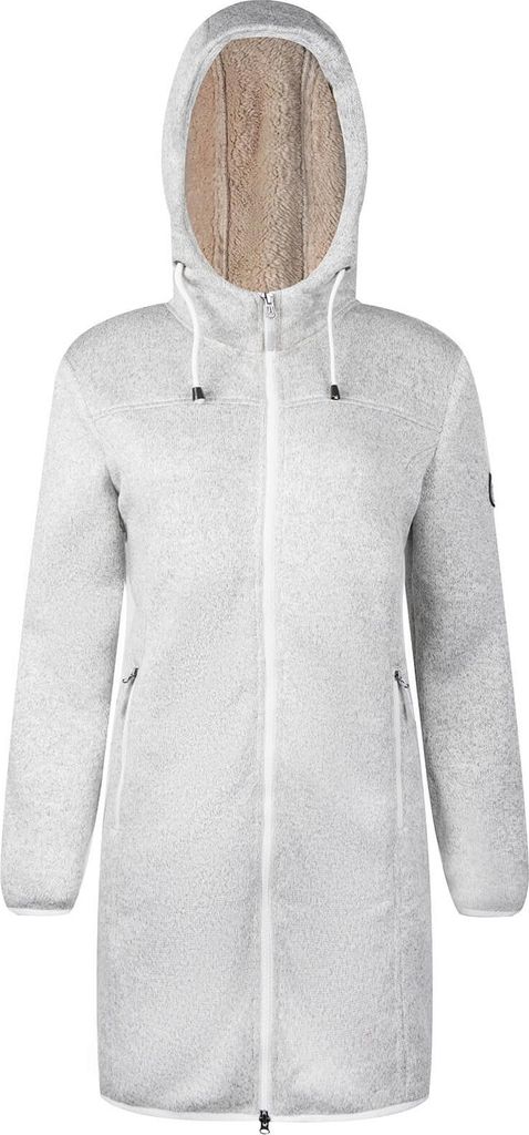 Blue Wave Damen Strickfleecemantel Naomi mit warmen Teddy-Futter - Fleecemantel mit Kapuze in Grau Melange Größe 56