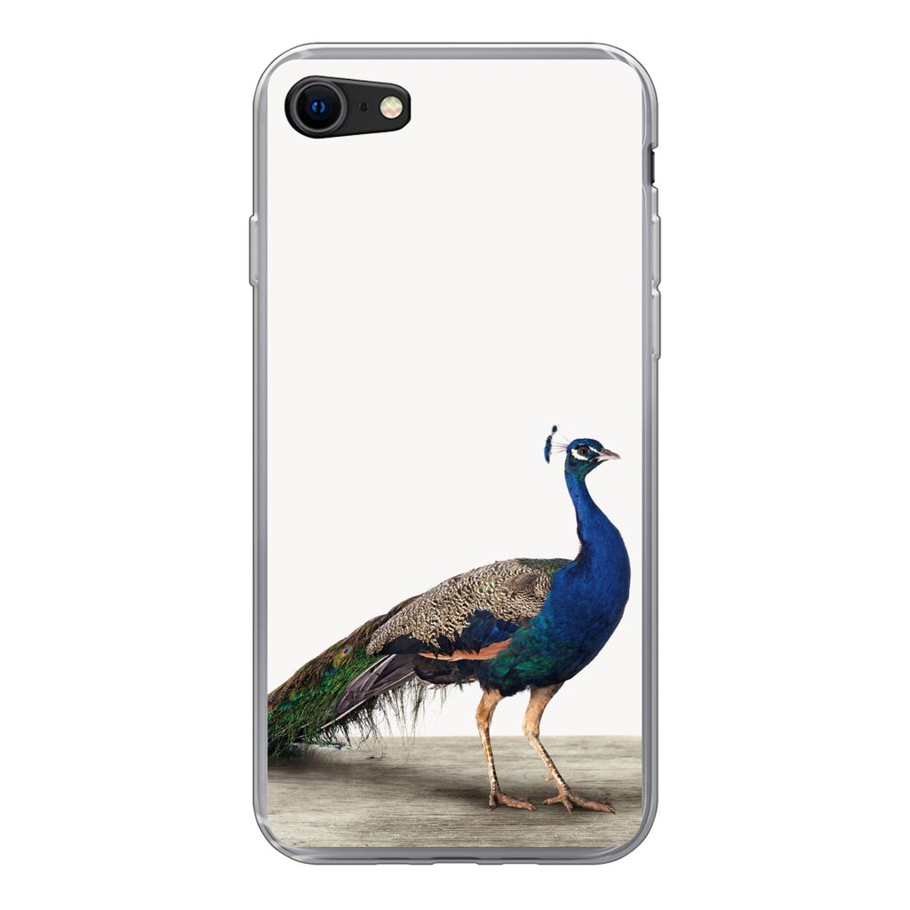 MuchoWow Handyhülle Schutzhülle Hülle für iPhone 7 Pfau - Federn - Vogel - Kinder - Jungen - Mädchen Silikon Softcase Handy Hülle - Kartenh...