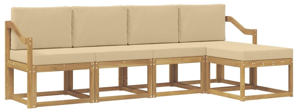 vidaXL Outdoor-Sofagarnitur mit Kissen 5 pcs Weiß und Beige
