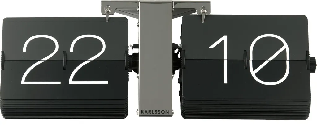 Presenttime Flip Clock Noire - Horloge Murale de Table Rétro 36x14cm - 14