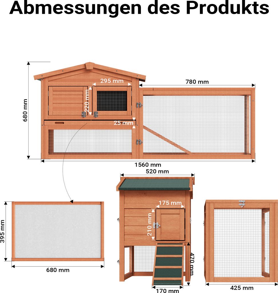 Králikáreň Wiltec XXL 1560 x 520 x 680 mm s voľným výbehom Obrázok produktu 3