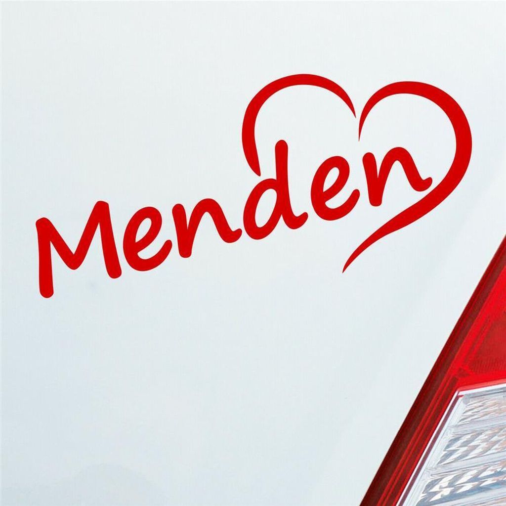 Auto Aufkleber Menden Herz Heart Stadt City Liebe Love 18x8 cm Rot Sticker Heckscheibenaufkleber