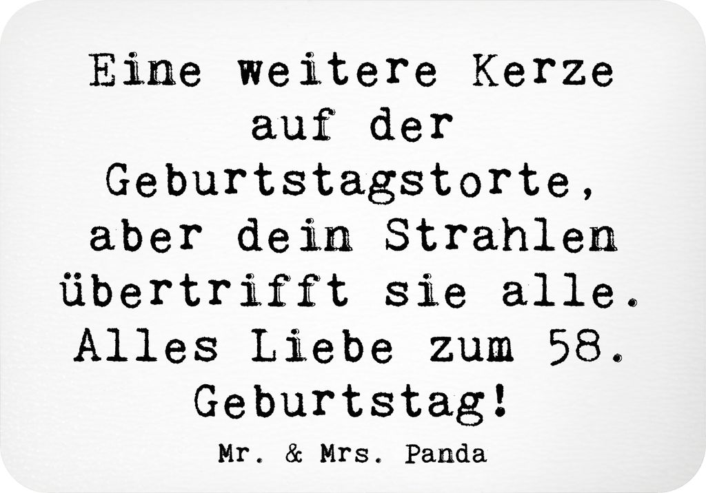 Mr. & Mrs. Panda magnet Spruch 58. Geburtstag Glanz - Weiß - Geschenk, zettelhalter, whiteboardmagnet, Notizhalter, Geburtstagsfreude, Geburtstags...