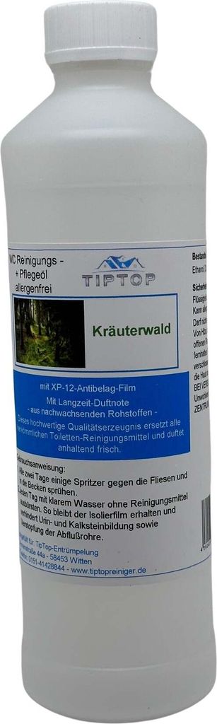 TIPTOP WC Reinigungs- und Pflegeöl - allergenfrei -500ml - mehrere Duftnoten zur Auswahl – Kraüterwald