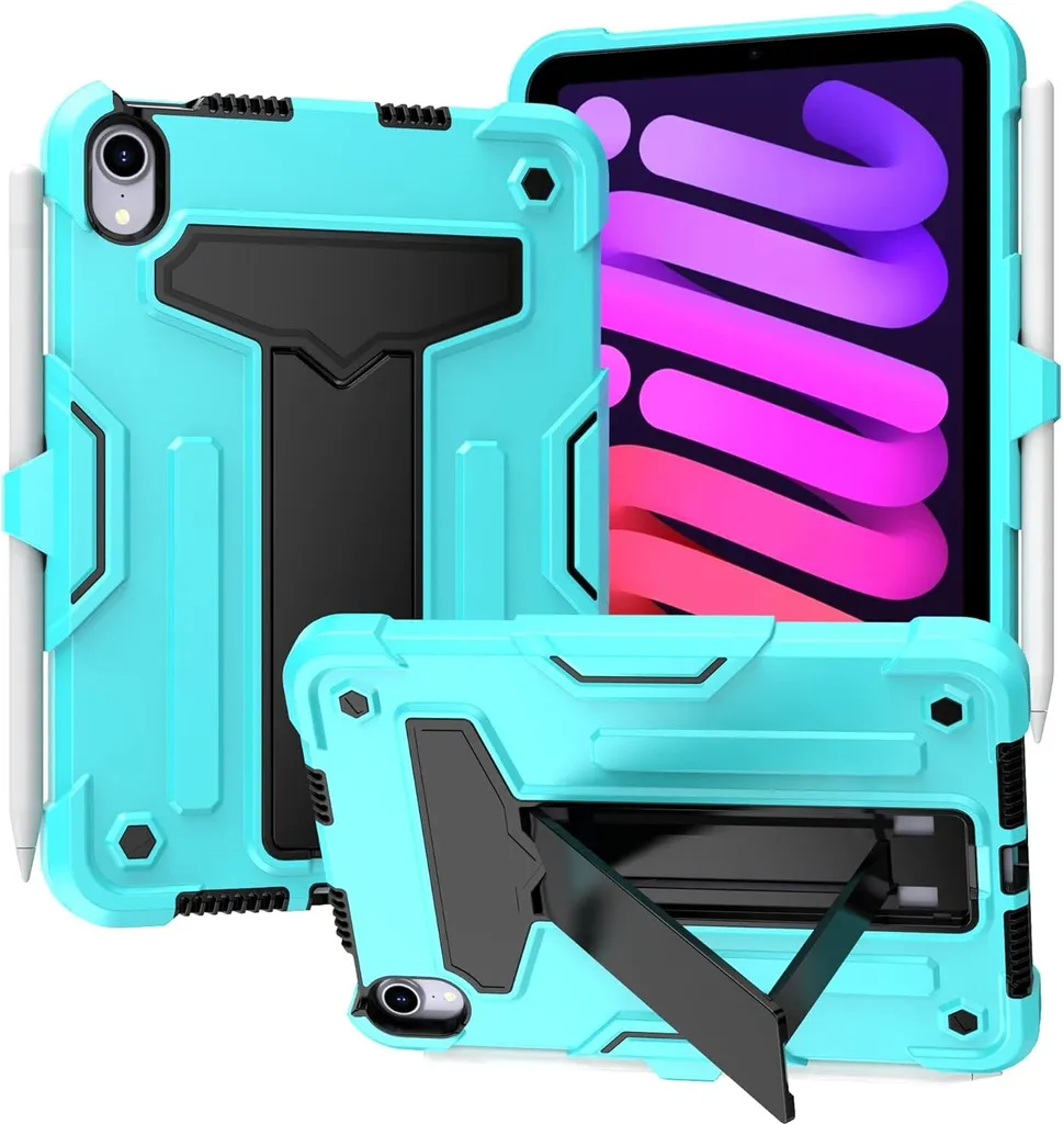Custodia iPad Mini 6 8.3 Menta con Porta Stilo - Protezione Smart