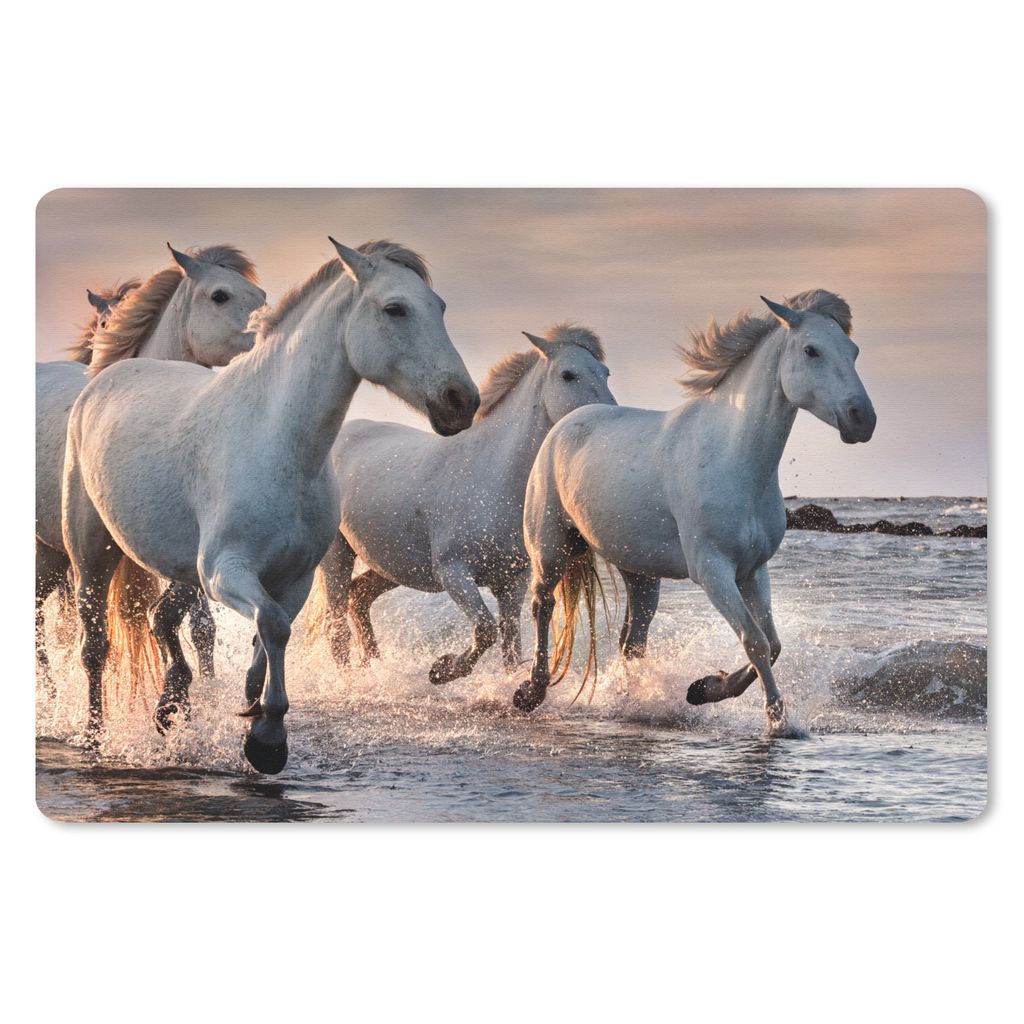 MuchoWow Mauspad Mousepad Pferde - Wasser - Meer - Frankreich 27x18 cm - Mousepads - Maus Mat - Pad - Mausunterlage - Büroartikel - Desk Matten