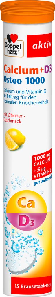 Doppelherz | Calcium + D3 Osteo 1000 | 15 Brausetabletten Produktbild 