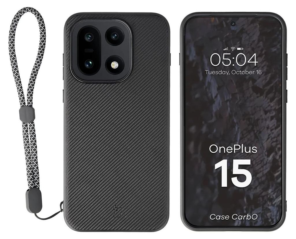 Hülle mit Handgelenkband für OnePlus 15, Bizon Case CarbO, Produktbild 
