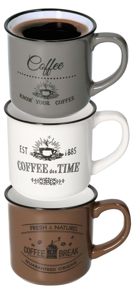 Excellent Houseware Kaffeebecher Cosy - 3er-Set - weis / Produktbild 