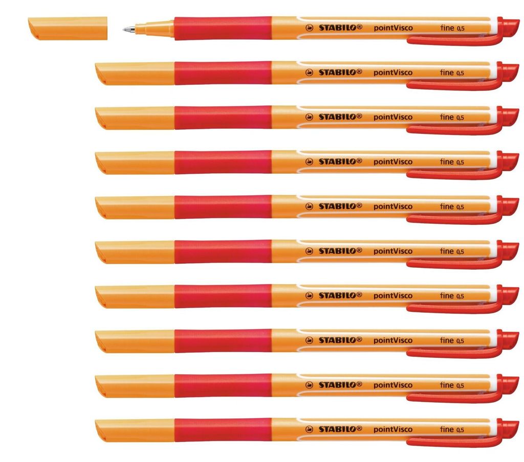 STABILO Tintenroller -  pointVisco - 10er Pack - rot Produktbild 