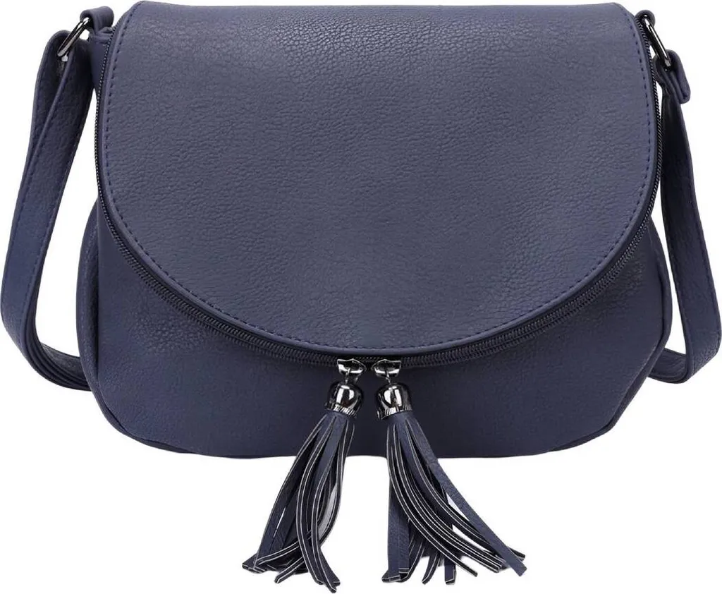 Sac à bandoulière bleu nuit zippé Gallantry, cuir synthétique grainé