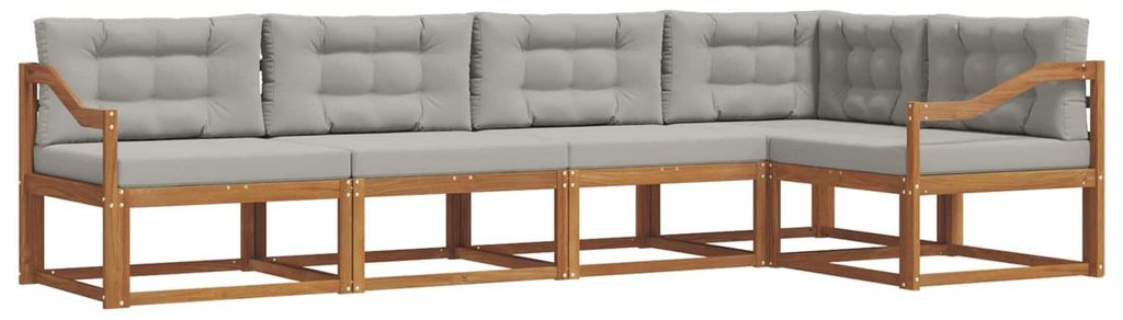 "Rabatt 2026"Outdoor-Sofa garnitur moderne - Balkonmöbel/Gartenlounge-Set - robust und langlebig - mit Kissen 5 pcs Natürlich und Hellgrau - Gart...