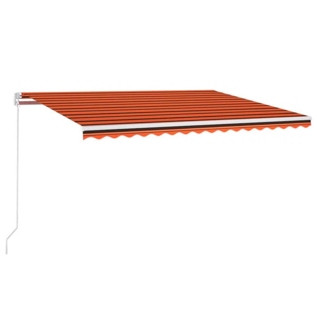 vidaXL Markise Manuell Einziehbar mit LED 450x300 cm Orange und Braun
