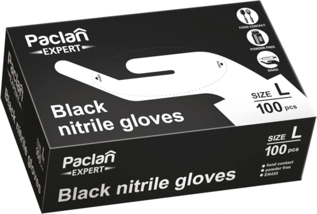Nitrilhandschuhe, schwarz, Expert, Größe „L“, 100 Stück