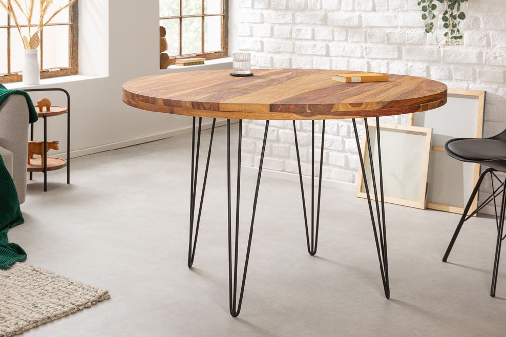 riess-ambiente Runder Esstisch MAKASSAR 120cm natur schwarz Produktbild 2