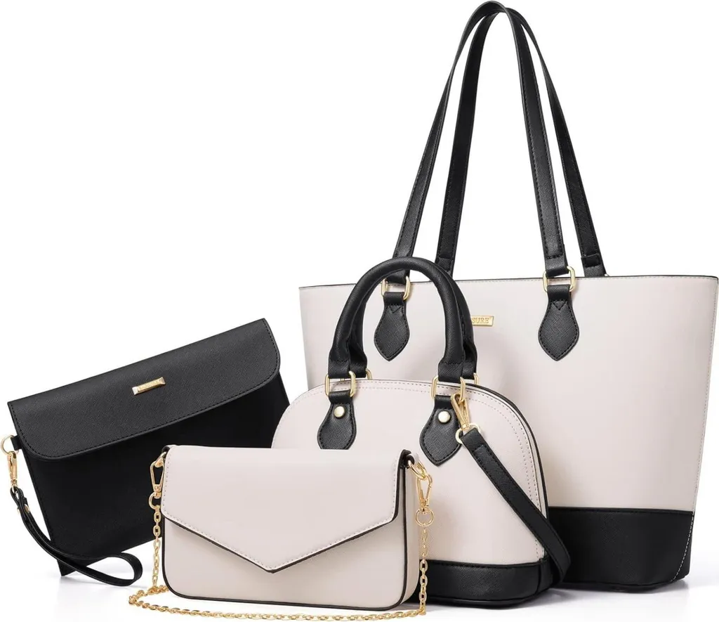 Set Bagsure Borse Donna 4 Pezzi | Bianco e Nero Professionale