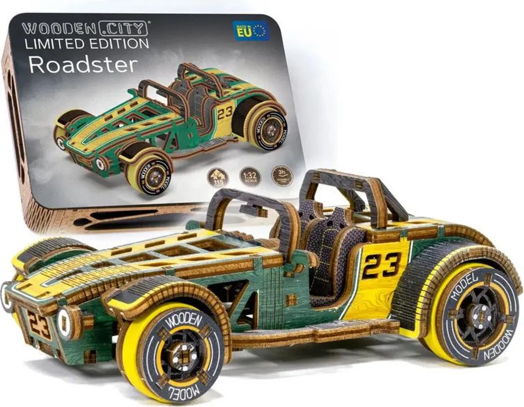 Jeu de Construction Bois Roadster Puzzle 3D pour Adulte et Enfant