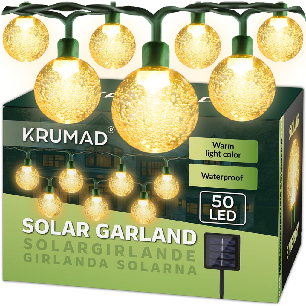 Solarlichterkette 50 LED, 7 m, warmweiß, IP65, wetterfest