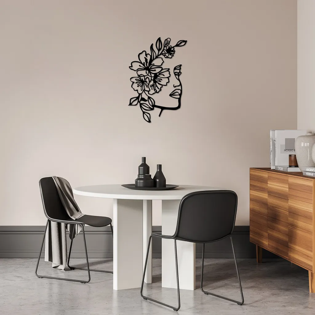Decorazione Parete Metallo Nero 48x70 Wallity Fiore SKL2438 Prezzo