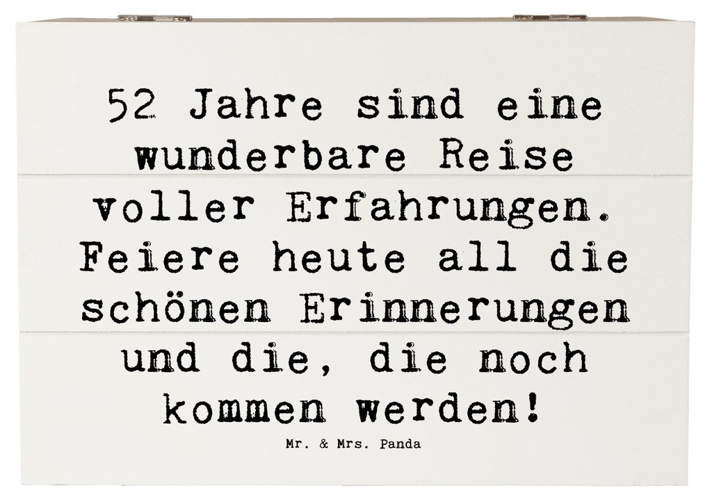 Mr. & Mrs. Panda Schatulle Spruch 52. Geburtstag 22 x 15 cm - Weiß - Geschenk, Happy Birthday, Geschenkbox, fotobox, Feier, feiern, Holztruhe, sch...