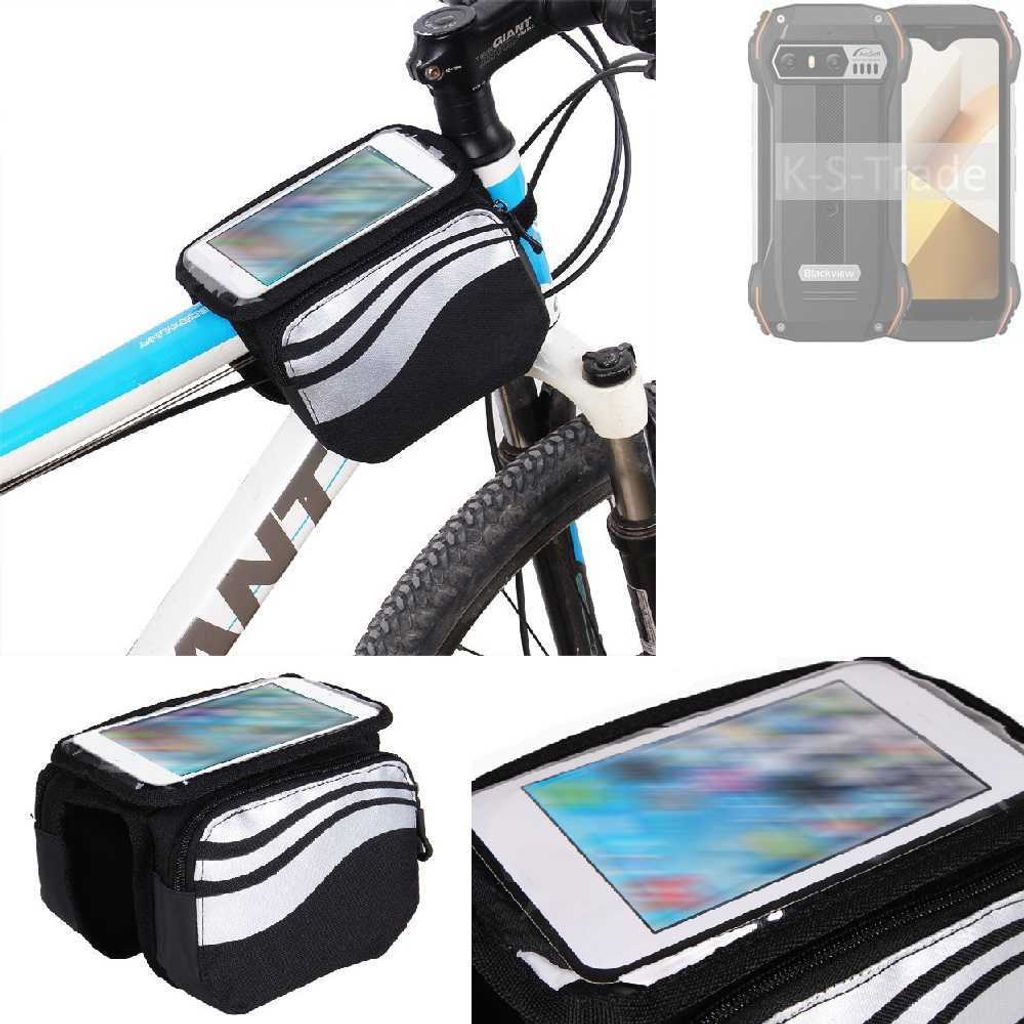 K-S-Trade Rahmentasche Fahrrad-Halterung kompatibel mit Blackview N6000 Rahmenhalterung Fahrrad Handyhalterung Fahrradtasche Handy Smartphone