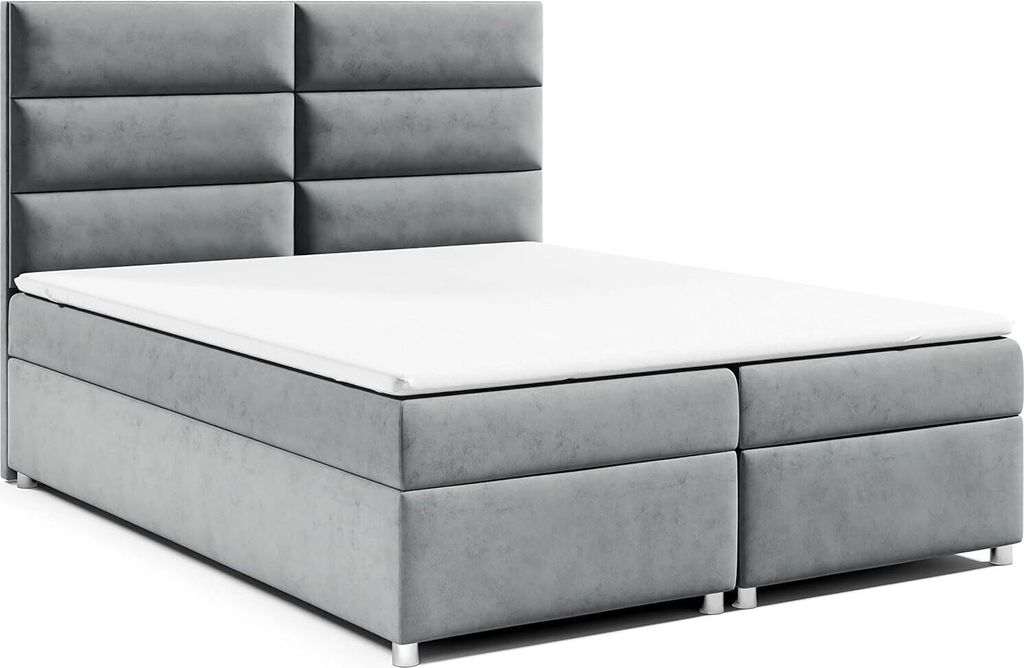 Best for Home Boxspringbett mit Bettkasten Trinity K-4 Bonellfederkern inkl. Topper, mit Lieferung 140x200-Grau