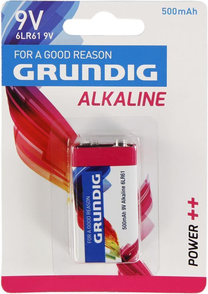 Pile bloc GRUNDIG alcaline 1,5V type 6LR61 blister de 1 Image du produit 