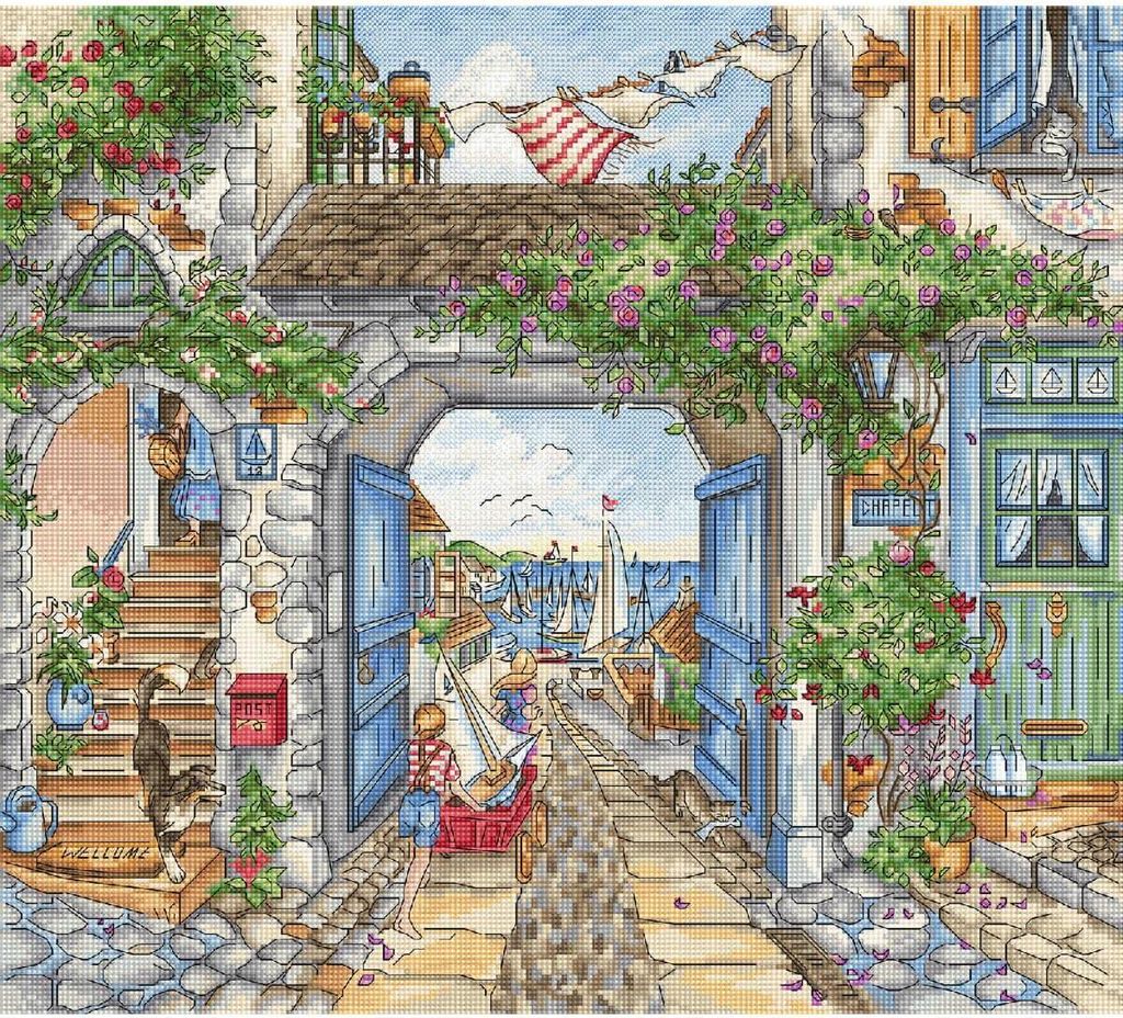 Letistitch Kreuzstich Set "Zum Hafen" Zählmuster, 35x31cm