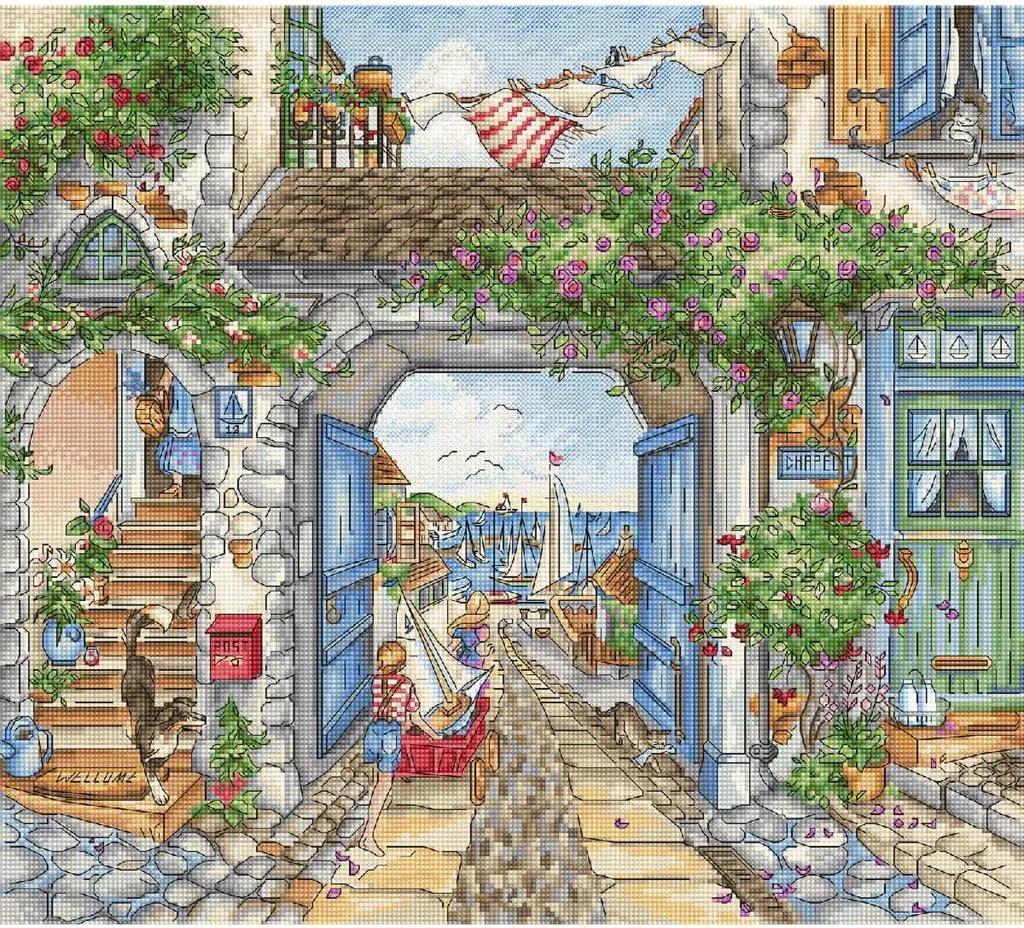 Kit Letistitch Au port - Point de croix 35x31cm avec toile Zweigart