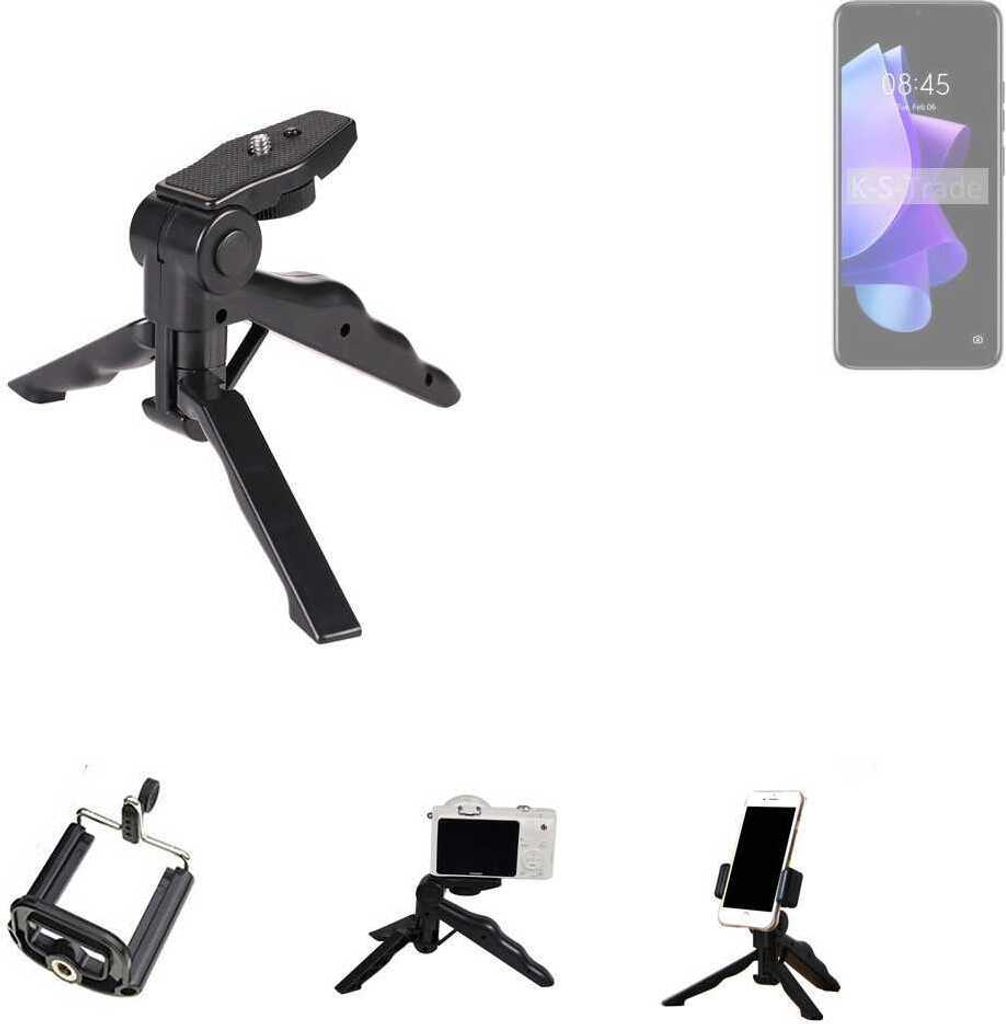 K-S-Trade Stativ Tisch-Ständer Dreibein Handy-Stativ Ständer kompatibel mit Tecno Pop 7 Mini-Stativ Smartphone Tripod Handy-Stativ aus Plastik