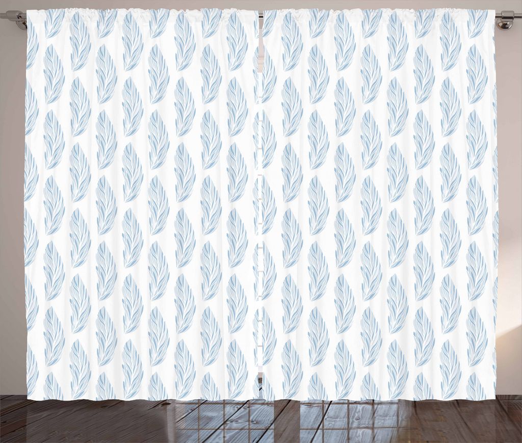 ABAKUHAUS Feder Rustikaler Gardine, Quills Muster, Schlafzimmer Kräuselband Vorhang mit Schlaufen und Haken, 280 x 175 cm, Baby Blue und Blau