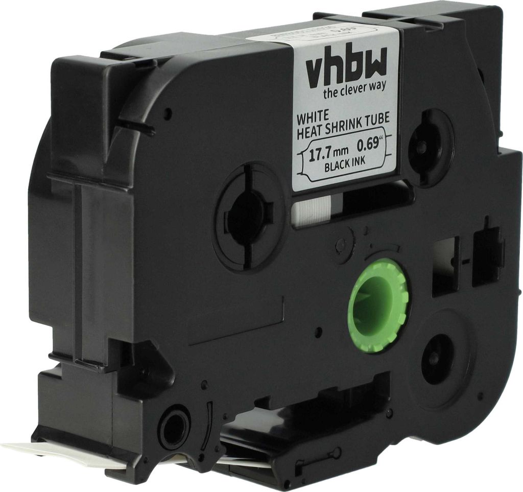 vhbw Schriftband-Kassette kompatibel mit Brother Edge PT-P750WVP Etiketten-Drucker Schwarz auf Weiß, Schrumpfschlauch-Kassette, 17,7 mm