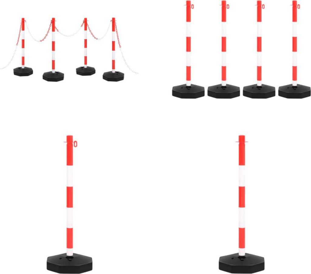 vidaXL Kettenpfosten Set mit 10 m Kunststoffkette - Kettenpfosten Set - Kettenpfosten Sets - Verkehrspfosten Set - Verkehrspfosten Set