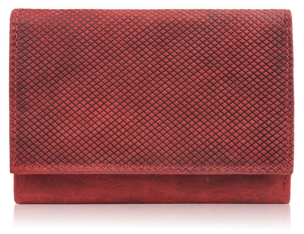 Geometrisch gemustertes Damenleder Portemonnaie klein vintage rot RFID Paolo Peruzzi T-112-HRD