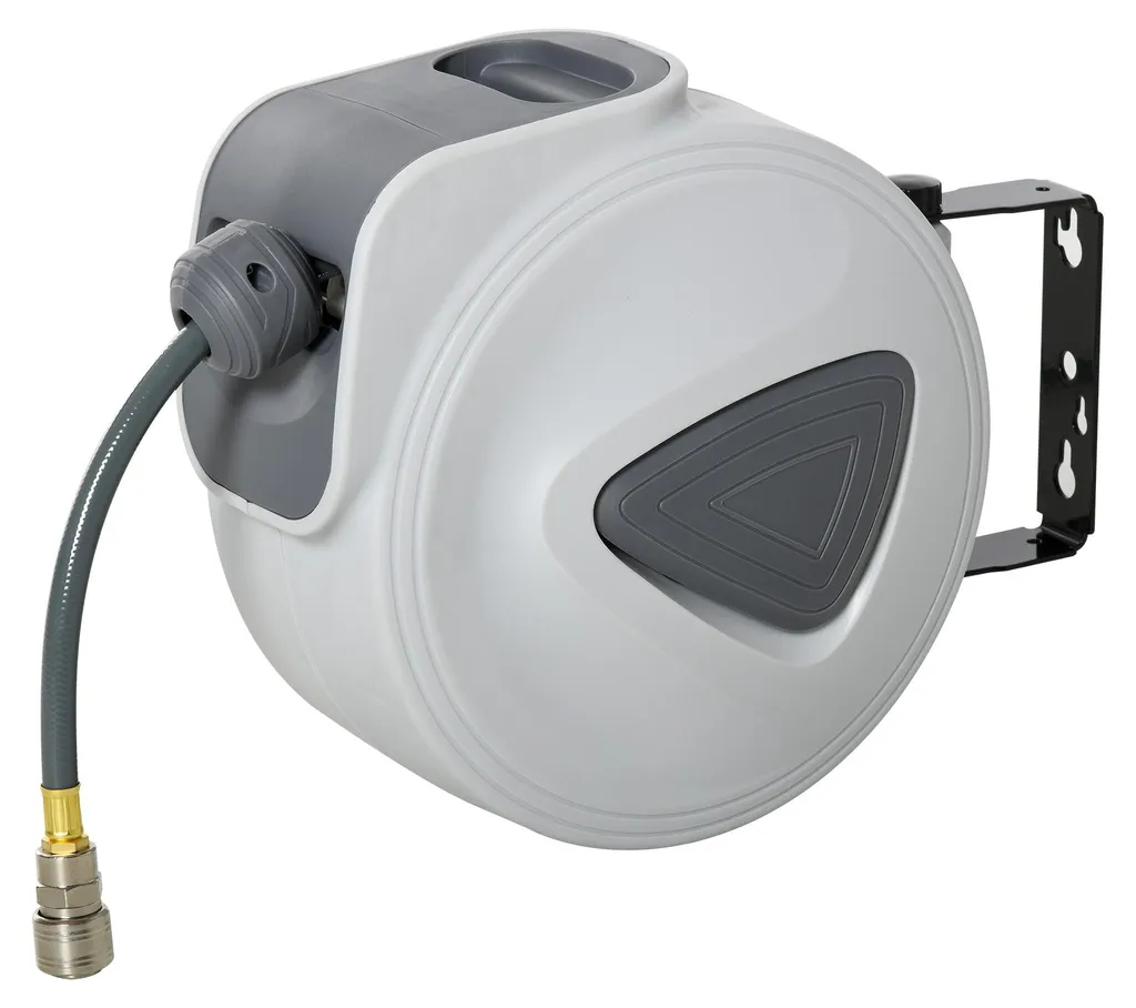 Dévidoir automatique pour tuyau d'air rétractable 15m - 3/8 Pouces Gris
