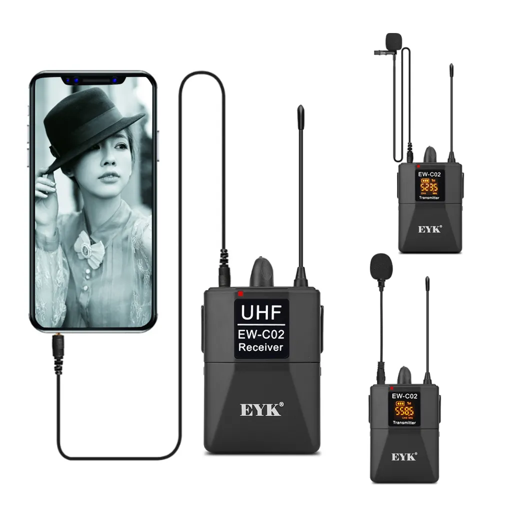 Micro sans fil double UHF anti-interférence pour prise de son