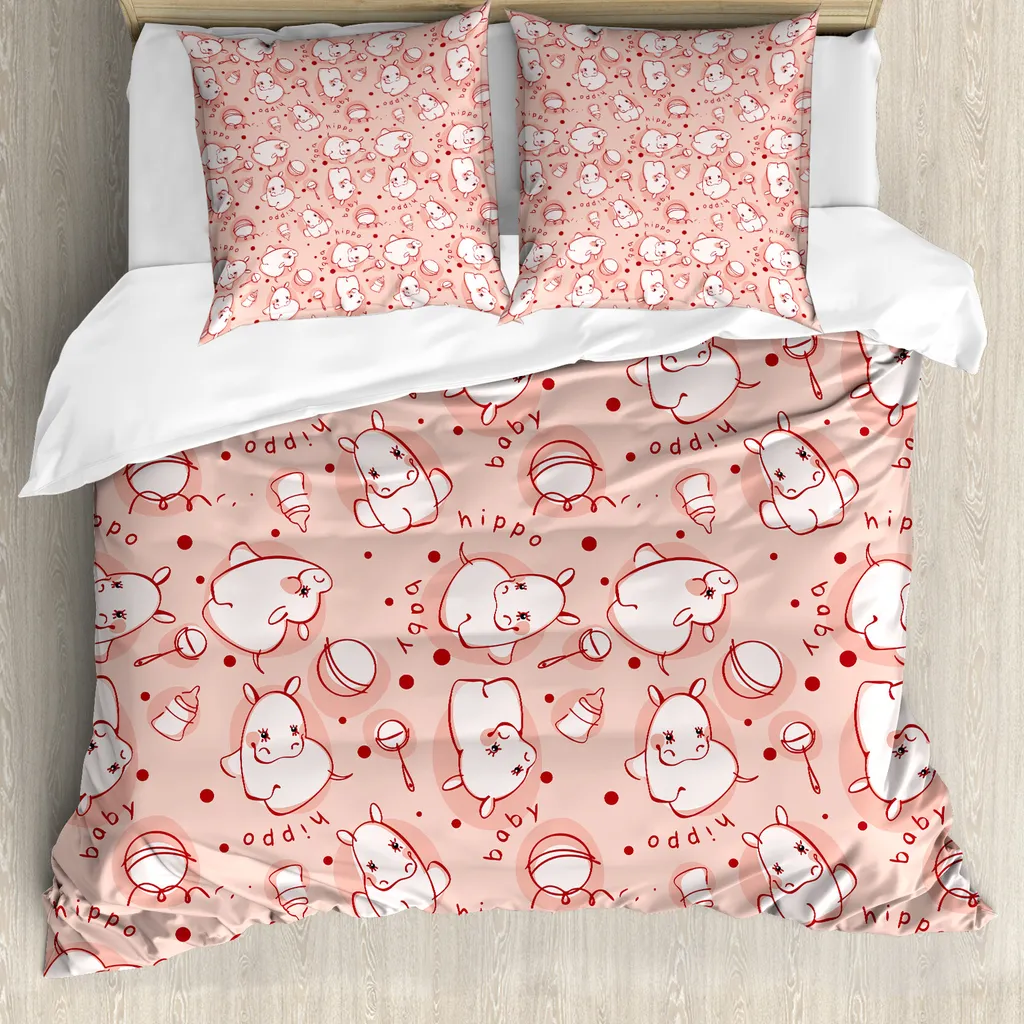 ABAKUHAUS Copripiumino Hippo Gaming Rosso Corallo Ipoallergenico