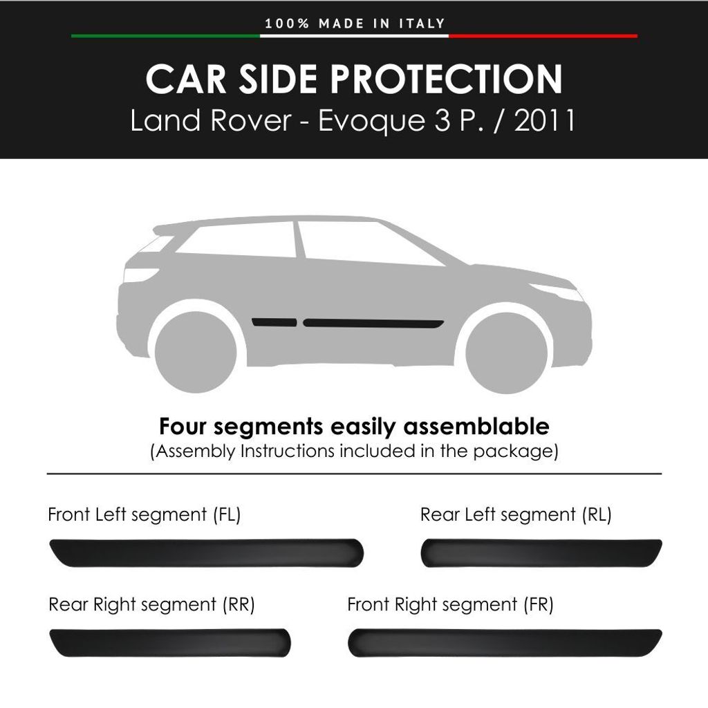 Seitenleisten Stoßfänger für Land R. Evoque 3 Türen mit doppelseitigem Aufkleber 3M