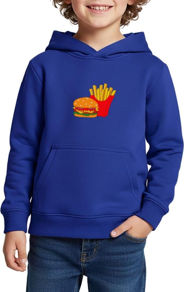 Spreadshirt Burger Und Pommes Kinder Premium Hoodie, 158/164 (12 Jahre), Royalblau