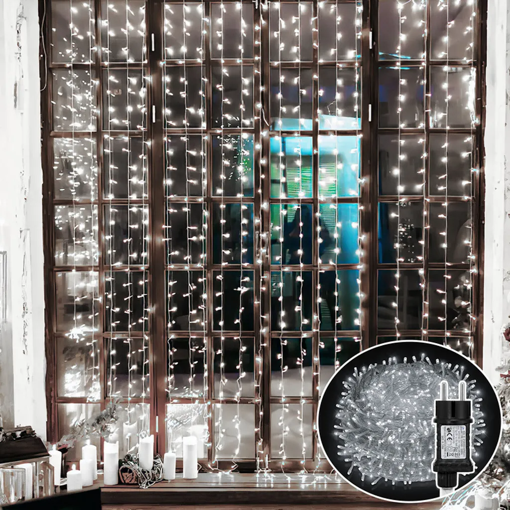 Jiubiaz 100m LED luci da fata luci di Natale illuminazione luce impermeabile, ColdWhite