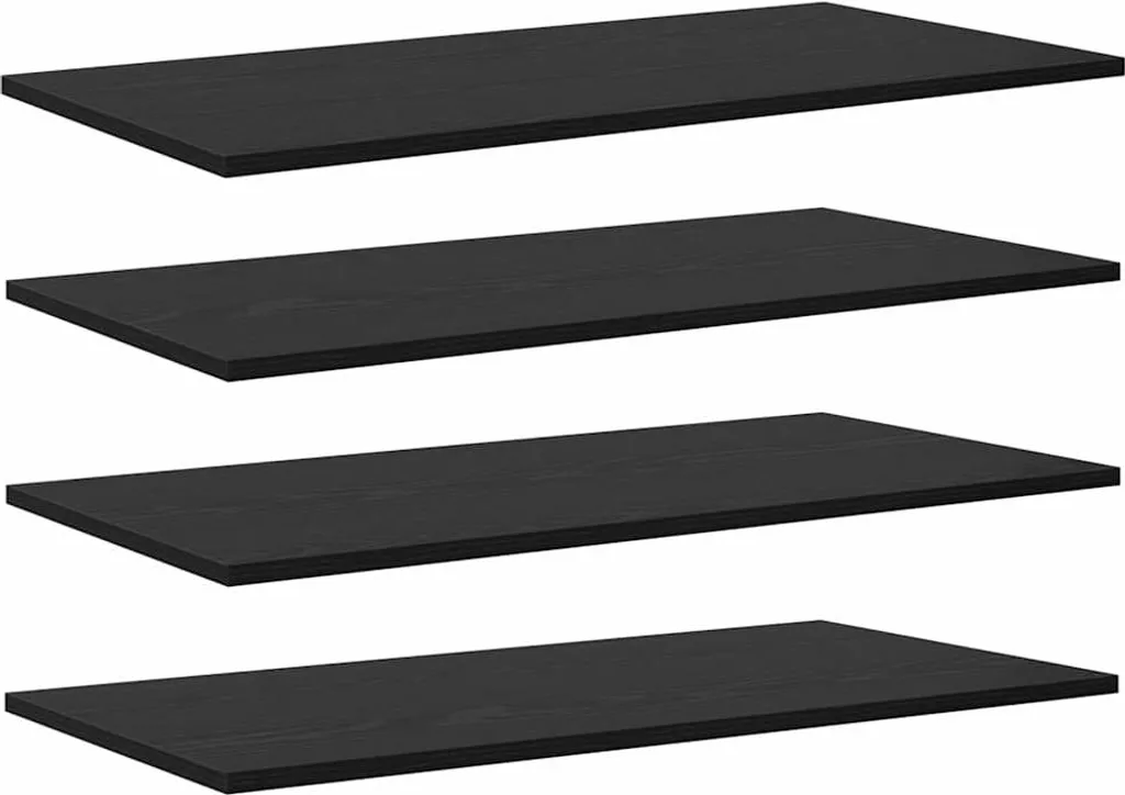 SYFAX™ Set 4 Scaffali Legno Multistrato Nero 80x40 cm | Ripiani Robusti