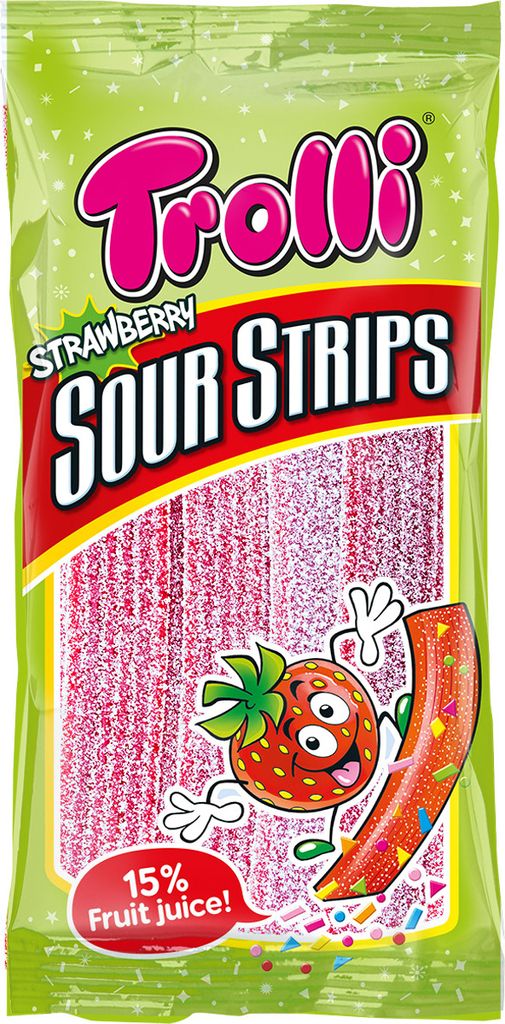 Trolli Strawberry Sour Strips bandes de gomme fruitée acide Image du produit 