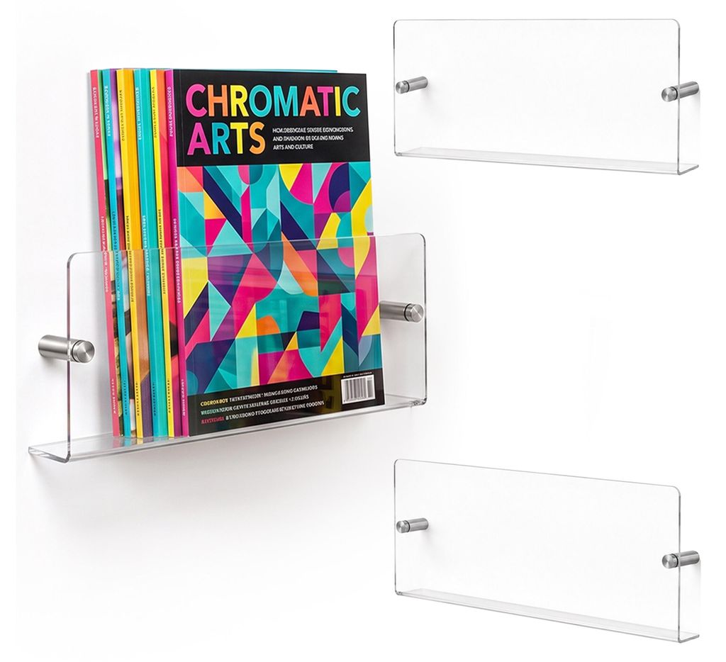 Relaxdays Zeitschriftenhalter Wand, 3er Set, Acryl, HBT: Produktbild 