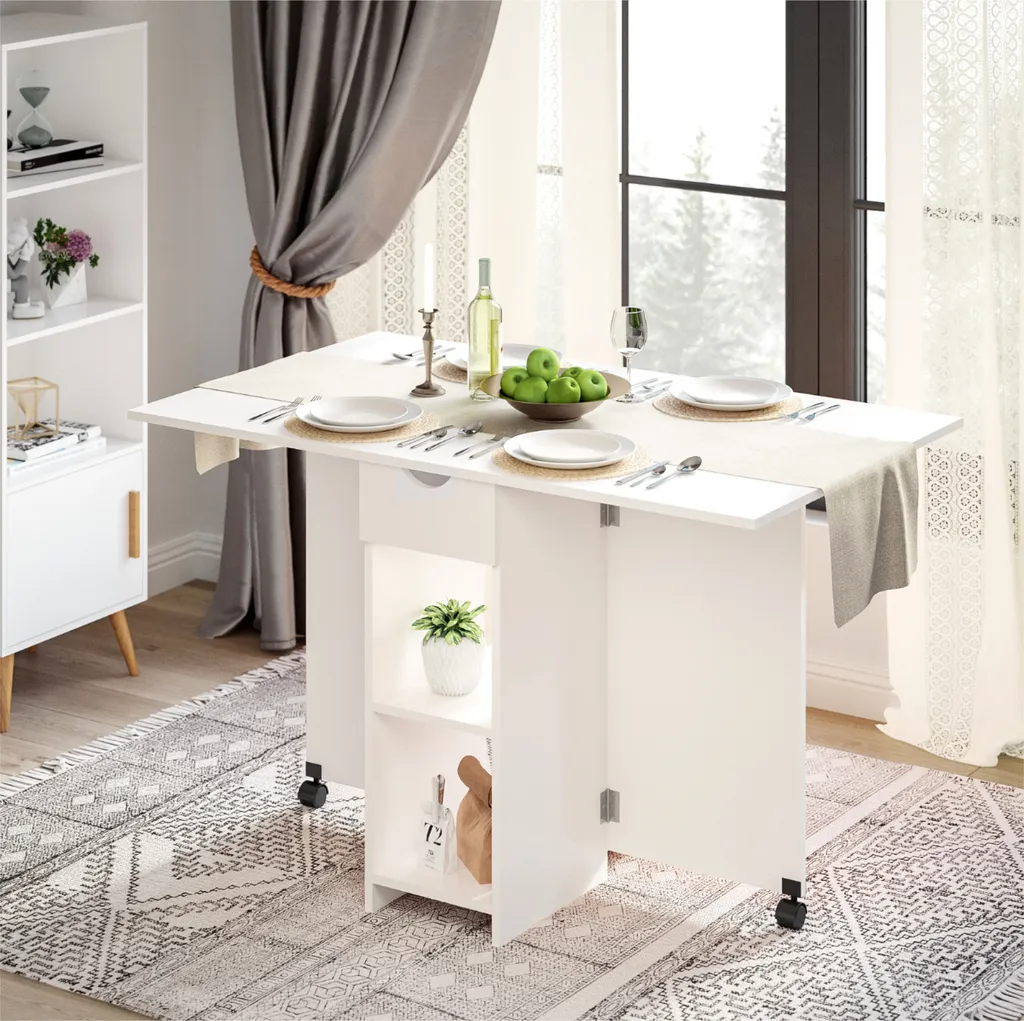 Table à manger modulable avec tiroir central et pieds réglables 120cm - 2