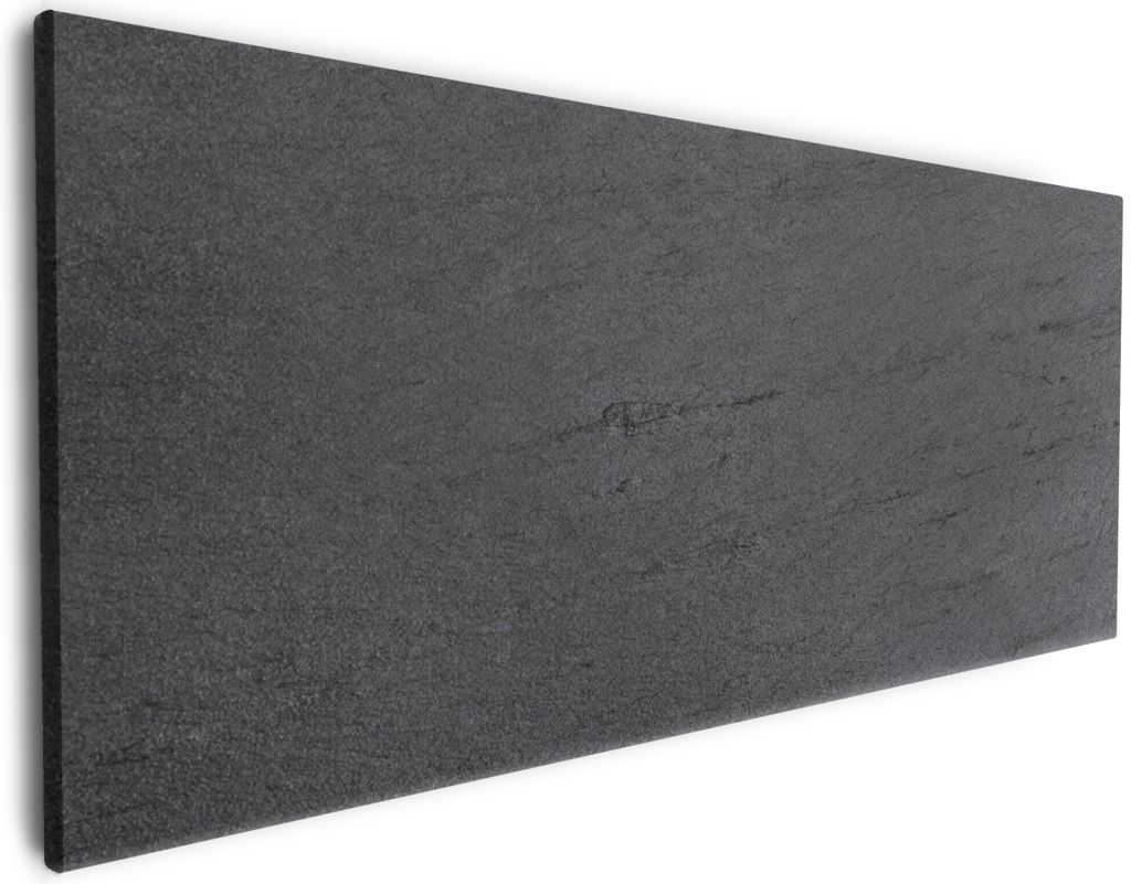 Wallario Premium Leinwandbild Schwarze Schiefertafel Optik - Steintafel in Größe 60 x 150 cm